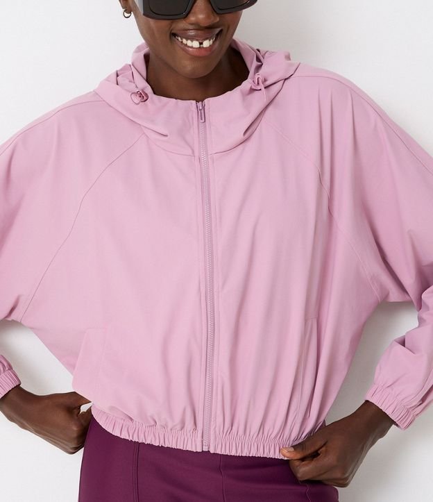 Chaqueta Cropped Corta Viento Deportiva en Microfibra con Capucha 4