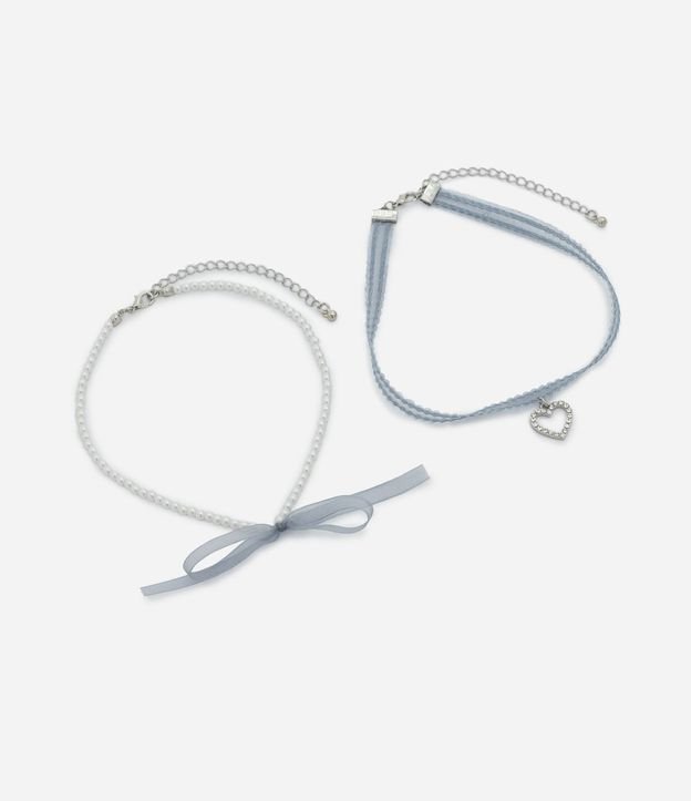 Kit 02 Collares Infantil con Colgante Corazón y Perlas – Talle U 2