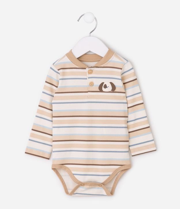 Body Infantil en Cotton con Peitilho y Estampado con perrito - Talle 0 a 18 Meses 2