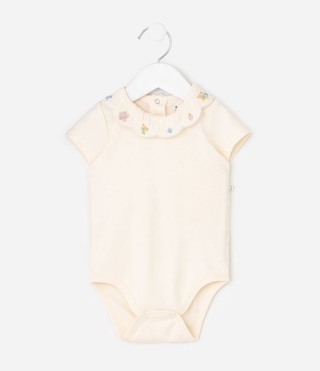 Body Bebé en Suedine con Cuello Muñeca Bordada Floral – Talle RN a 18 Meses 2