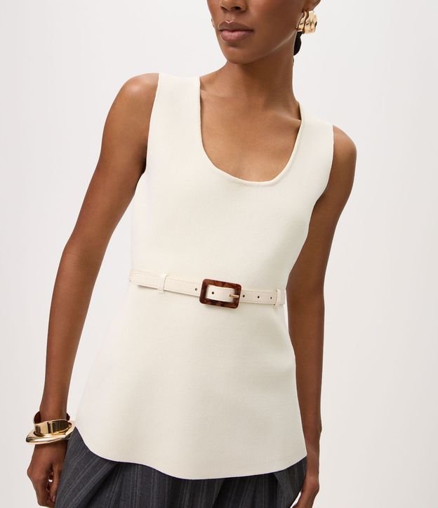 Blusa Alargada en Punto con Cinturón Fino 3