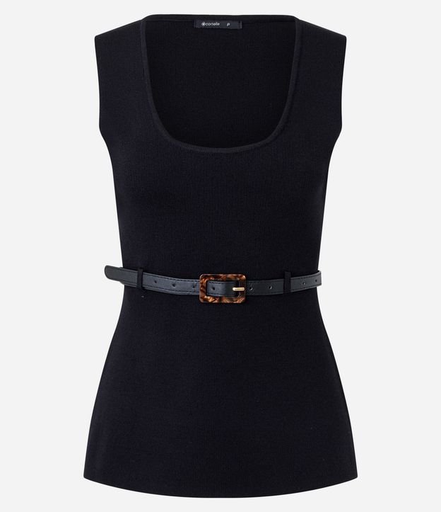 Blusa Alargada en Punto con Cinturón Fino