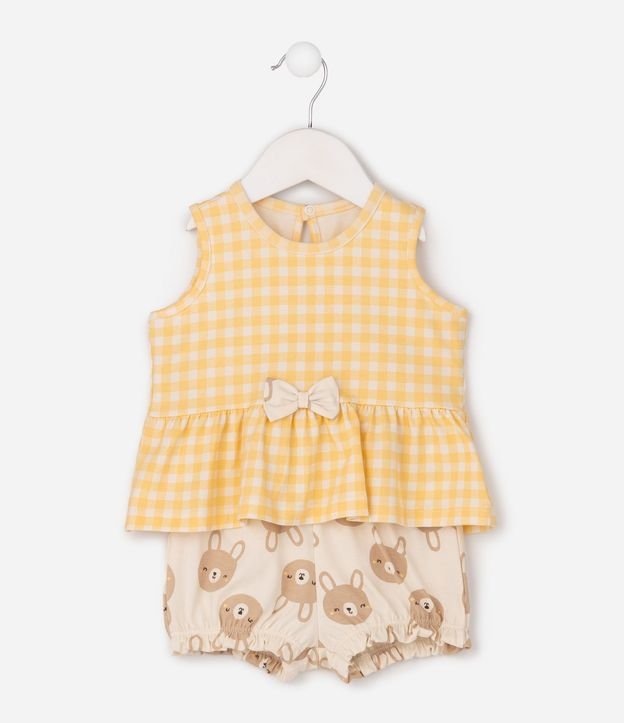 Conjunto Infantil en Cotton con Bata y Short Estampado - Talle 0 A 18 Meses 2