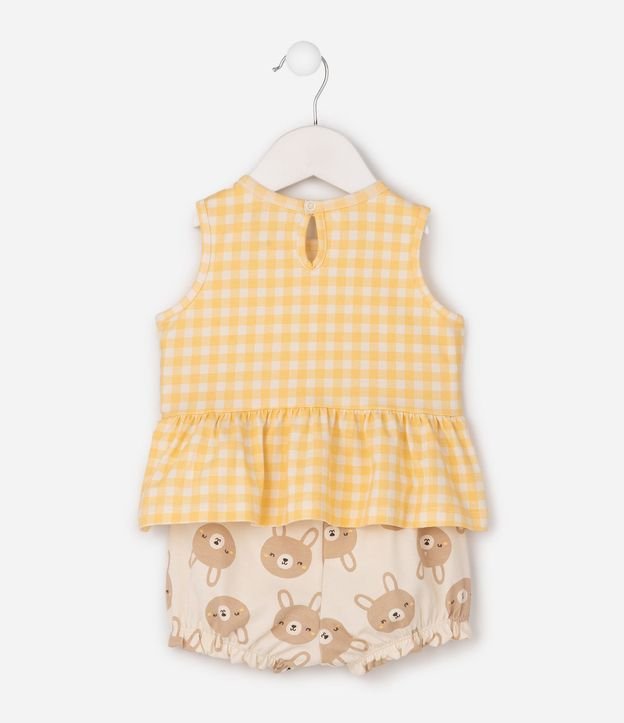 Conjunto Infantil en Cotton con Bata y Short Estampado - Talle 0 A 18 Meses 3