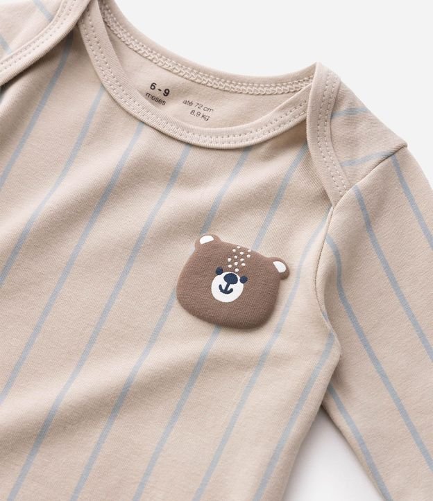 Body Bebé Listrado con Carita de Oso en Relieve – Talle 0 a 18 Meses 5