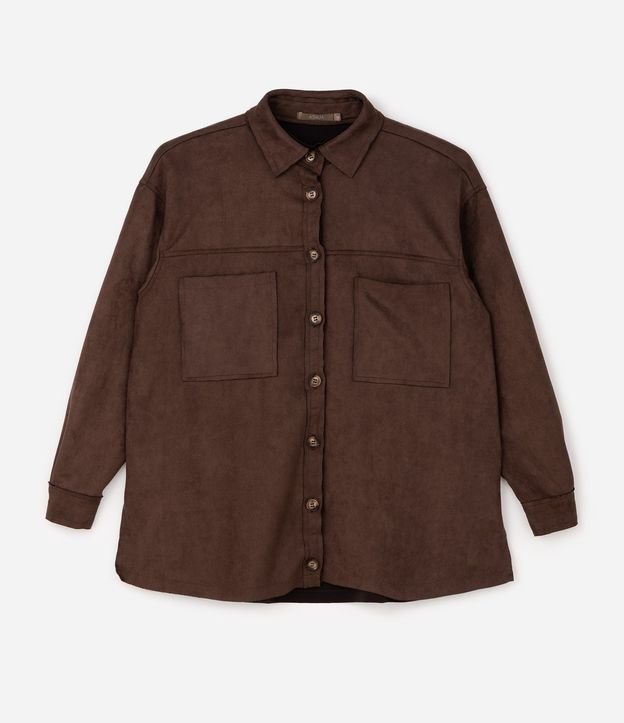 Camisa Overshirt Gamuza con Botones Curve & Plus Size 5