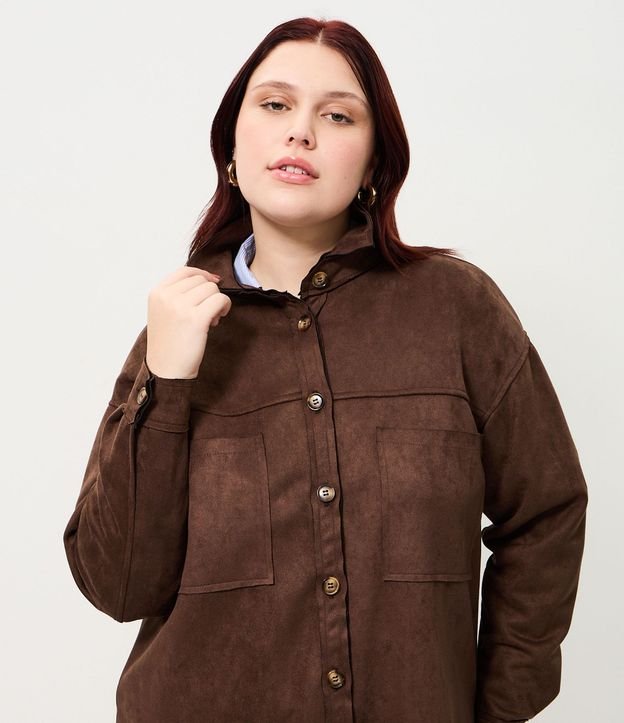 Camisa Overshirt Gamuza con Botones Curve & Plus Size 3