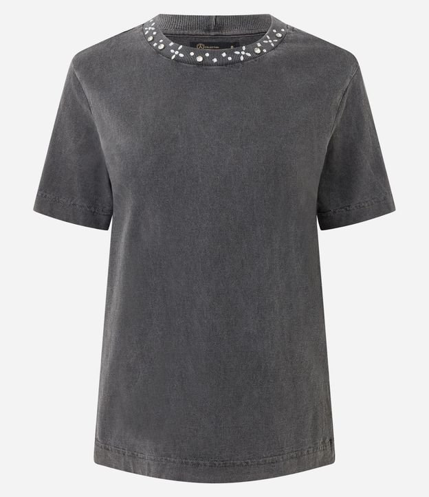 Remera con Efecto de Lavado y Aplicación de Brillos en el Cuello 5