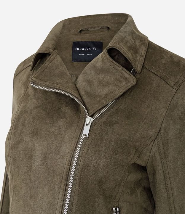 Campera Biker en Gamuza con Bolsillos y Cremallera 7