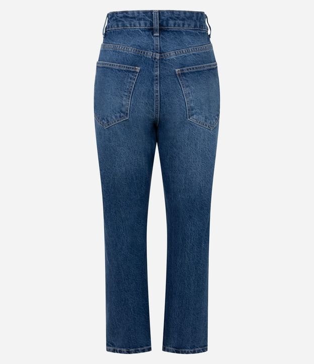 Pantalón Recto Cropped Jeans con Cintura Alta y Botones en el Ruedo 6