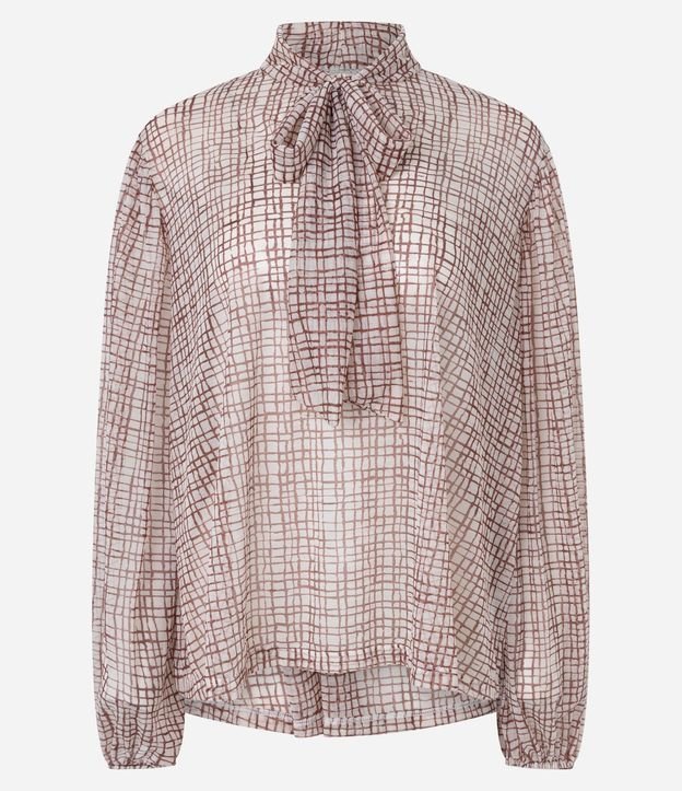 Blusa Ampla con Cuello Lazo y Estampado Abstracta 5