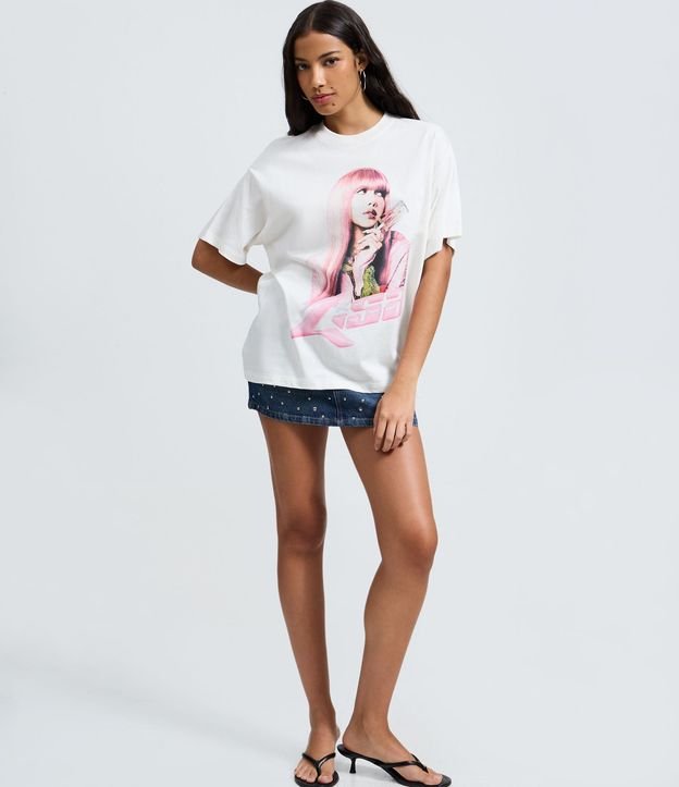 Remera Boxy Estampada con Cantora Lisa en Algodón 2