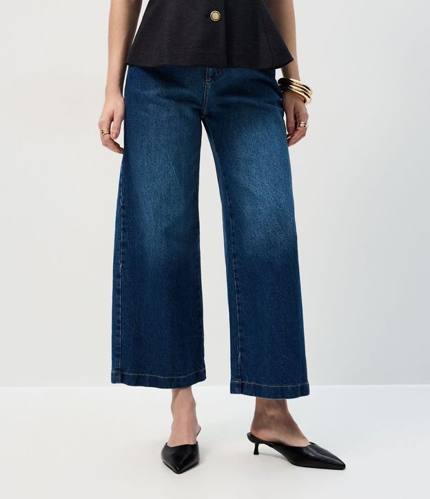 Pantalón de jean Wide Cropped com  Cintura Alta 3