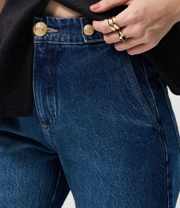 Pantalón de jean Wide Cropped com  Cintura Alta 4