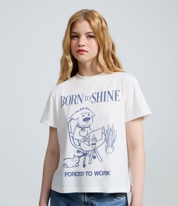 Remera en Algodón con Estampado Perro Born to Shine 1