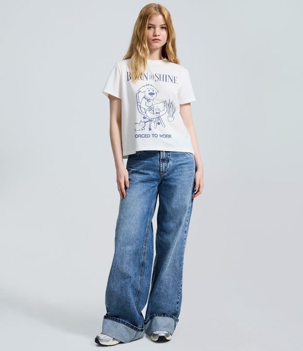 Remera en Algodón con Estampado Perro Born to Shine 2