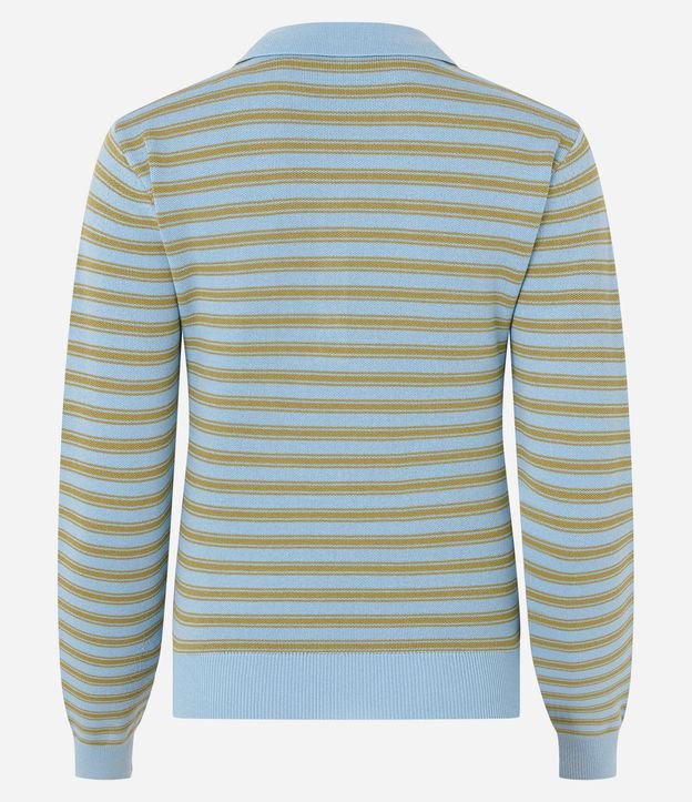 Blusa en Punto Rayada con Cuello Polo y Botones 7