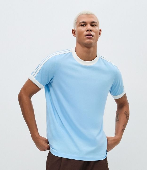 Remera Regular en Algodón con Rayas en los Hombros