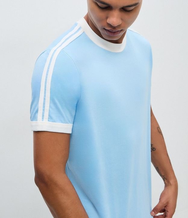 Remera Regular en Algodón con Rayas en los Hombros 3