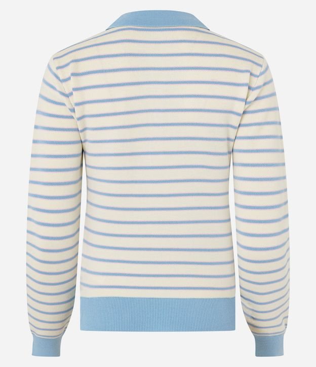 Blusa en Punto Rayada con Cuello Polo y Botones 9