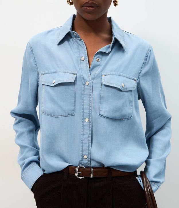 Camisa Western en Liocel con Bolsillos Delanteros 4
