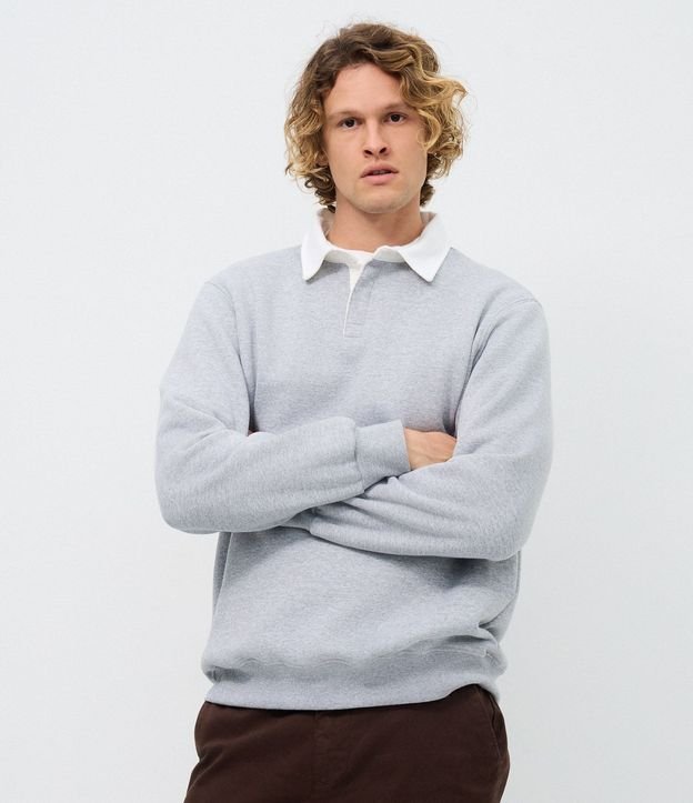 Buzo de Algodón con Cuello Polo Contrastante