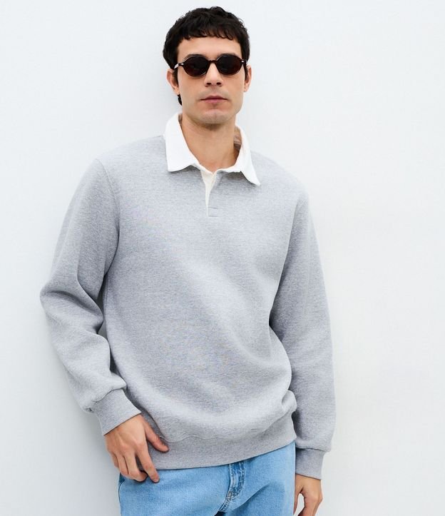 Buzo de Algodón con Cuello Polo Contrastante 4