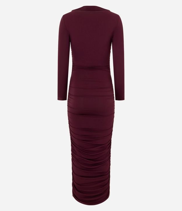 Vestido Midi en Microfibra con Escote Canoa y Frunzidos Laterales 2