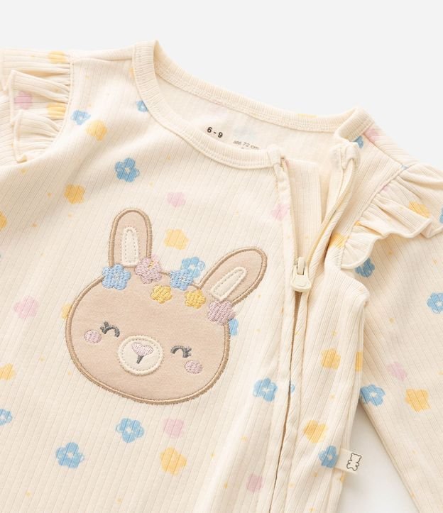 Mono Infantil en Rib con Conejo Bordado y Floral - Talle RN a 18 meses 5