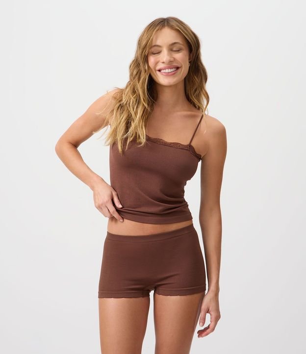 Bombacha Boyshort en Poliamida Seamless con Encaje