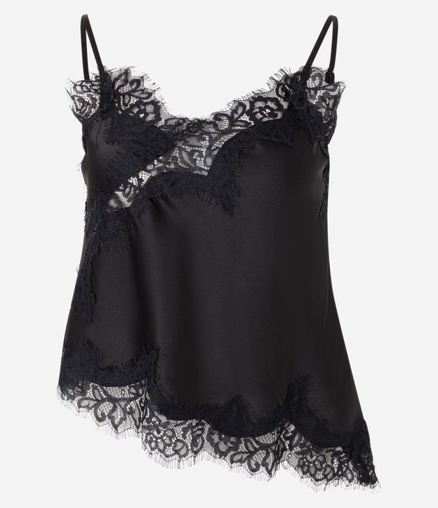 Blusa Femenina en Satén con Encaje y Tirantes Regulables 6