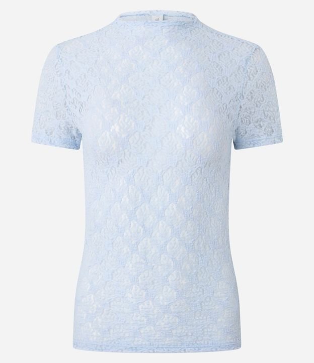 Blusa Manga Corta en Encaje con Textura Floral 5