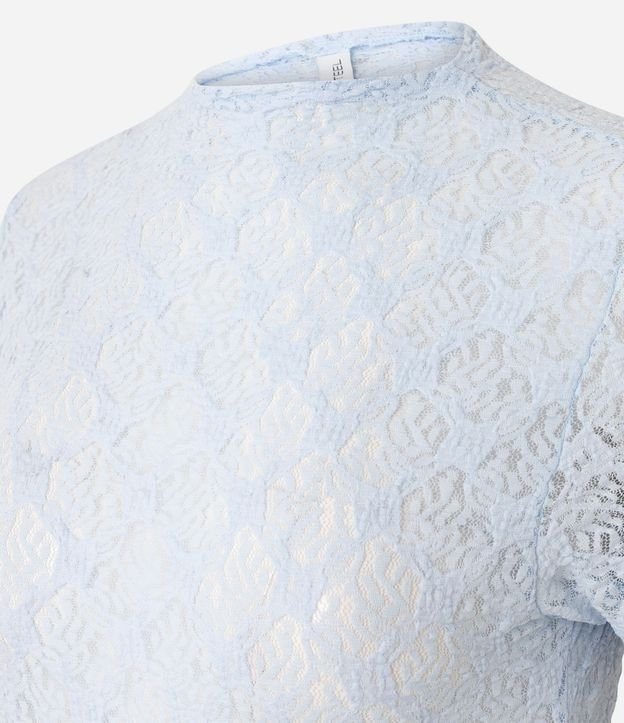 Blusa Manga Corta en Encaje con Textura Floral 6