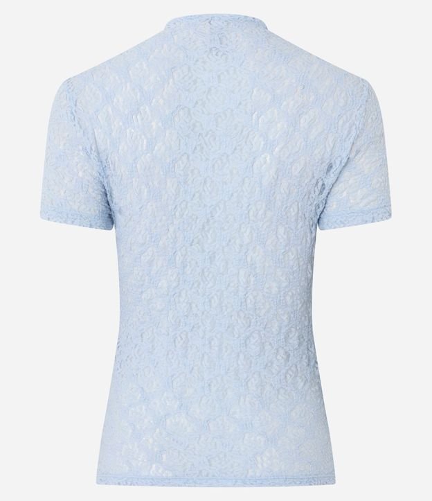 Blusa Manga Corta en Encaje con Textura Floral 7