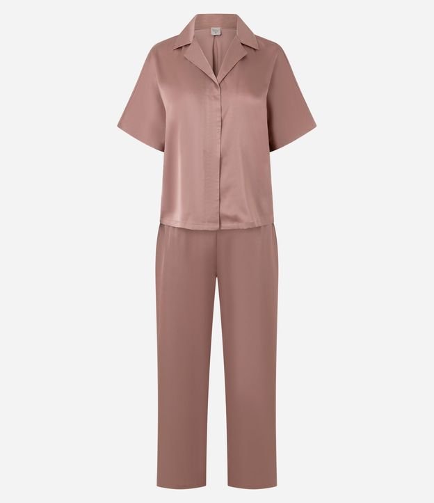 Pijama Americano con Blusa y Pantalón en Satén 6