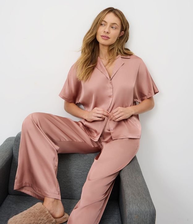 Pijama Americano con Blusa y Pantalón en Satén 2