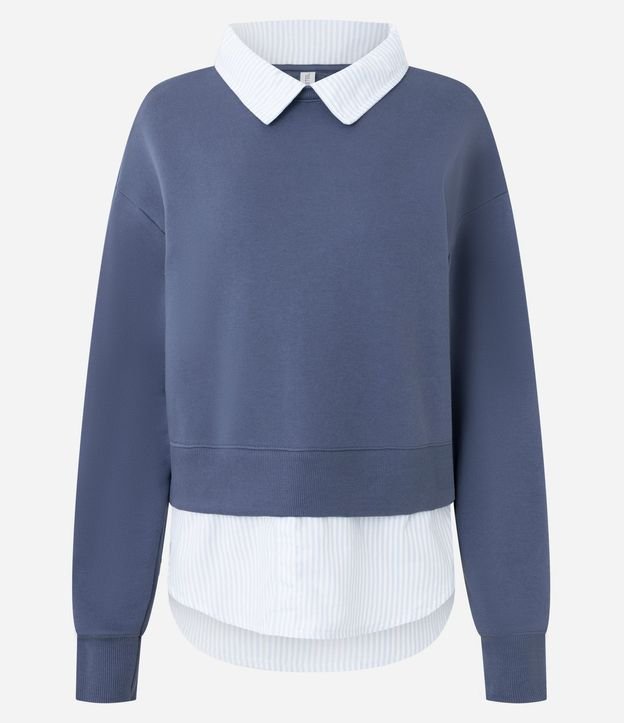 Buzo Amplio en Algodón con Efecto de Camisa Sobrepuesta 5