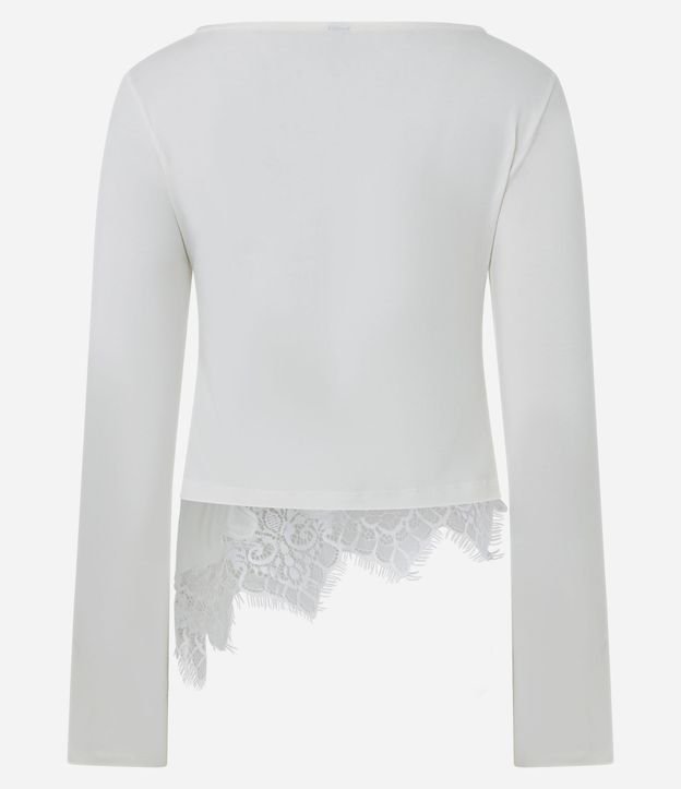 Blusa Femenina en Algodón con Cuello Bote y Detalle de Encaje 7
