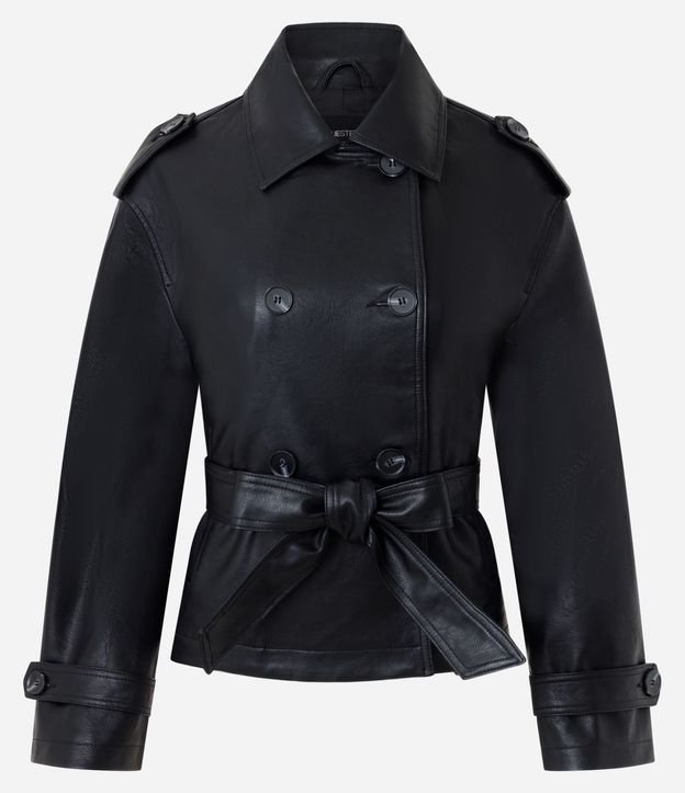 Campera en PU con Lazo y Botones Delanteros 7