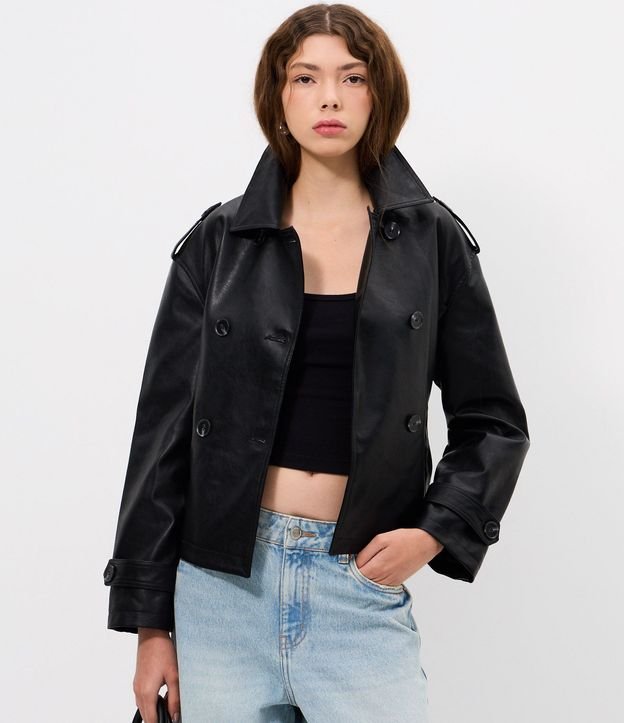 Campera en PU con Lazo y Botones Delanteros 3