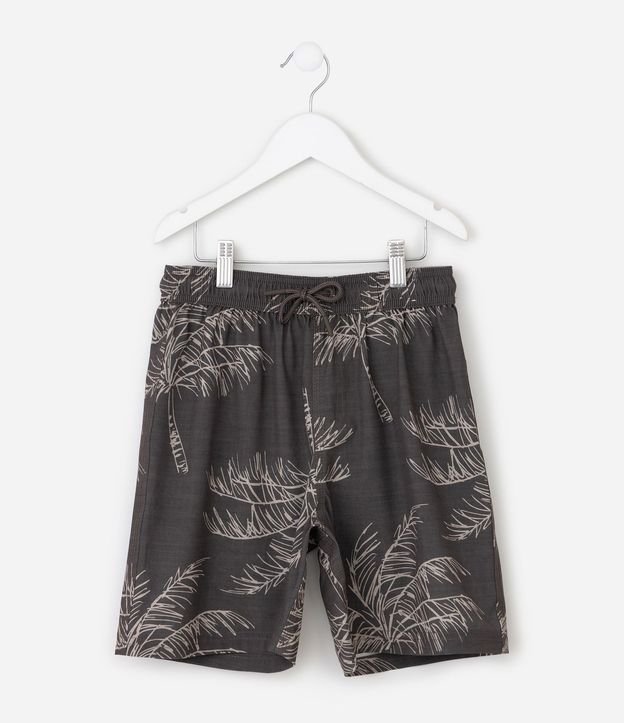 Bermuda Infantil con Estampado de Follajes y Cordón Ajustable - Talle 5 A 14 años 2
