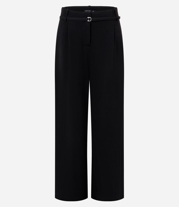 Pantalón Wide Leg en Crepé con Cinturón