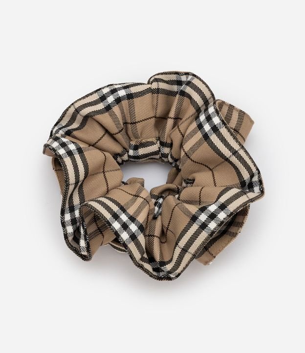 Scrunchie Fruncido con Estampa de Cuadros