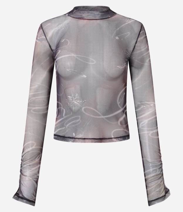 Blusa en Tul con Estampado Abstracto 5