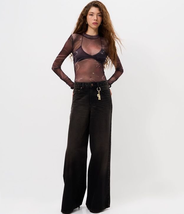 Blusa en Tul con Estampado Abstracto 3