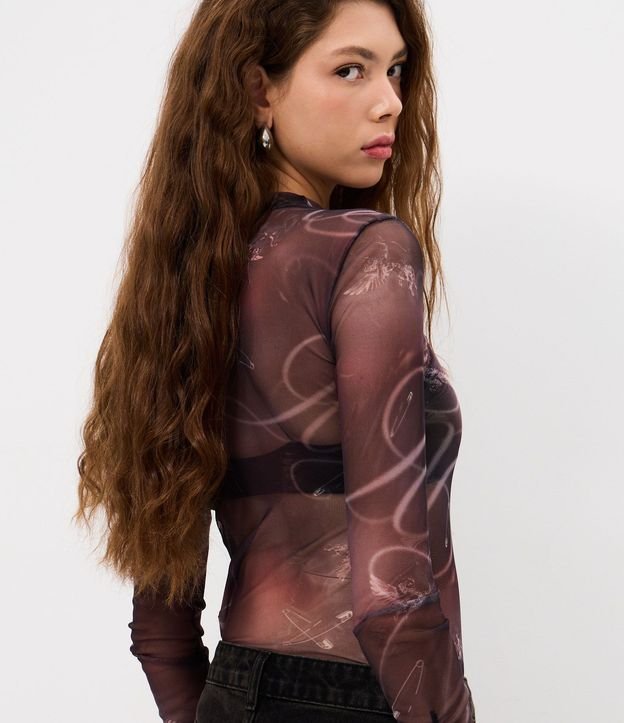Blusa en Tul con Estampado Abstracto 4