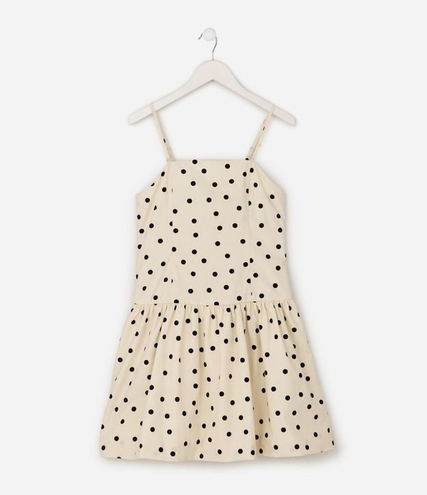 Vestido Infantil Balonê en Tricolina con Estampa de Lunares - Talle 5 A 16 años 2