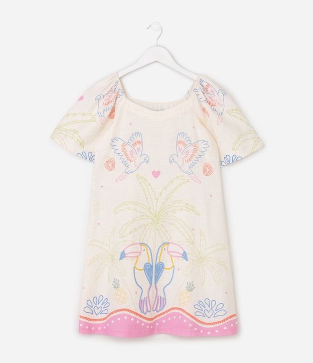 Vestido Infantil en Viscosa con Estampa Tropical de Papagayos – Talle 5 a 16 años 3
