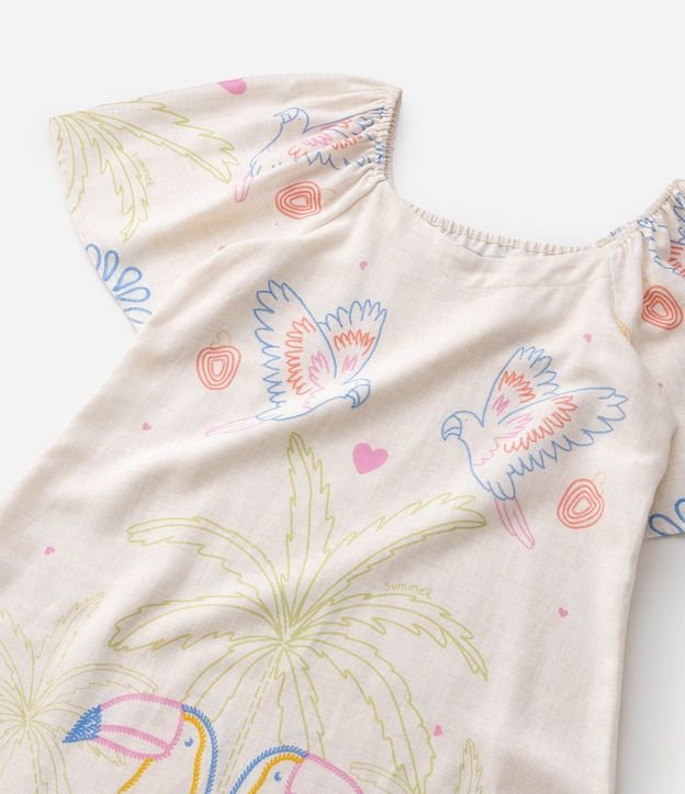 Vestido Infantil en Viscosa con Estampa Tropical de Papagayos – Talle 5 a 16 años 6