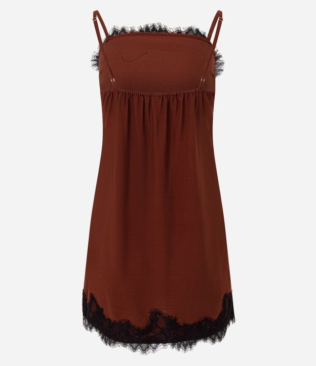 Vestido corto en Viscosa Texturizada con Encaje en el Bajo y Escote 7